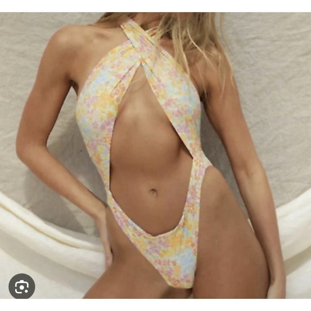 STONE FOX SWIM Azalea One Piece Swimsuit Flower Fields Print Small $195 NWT NEW